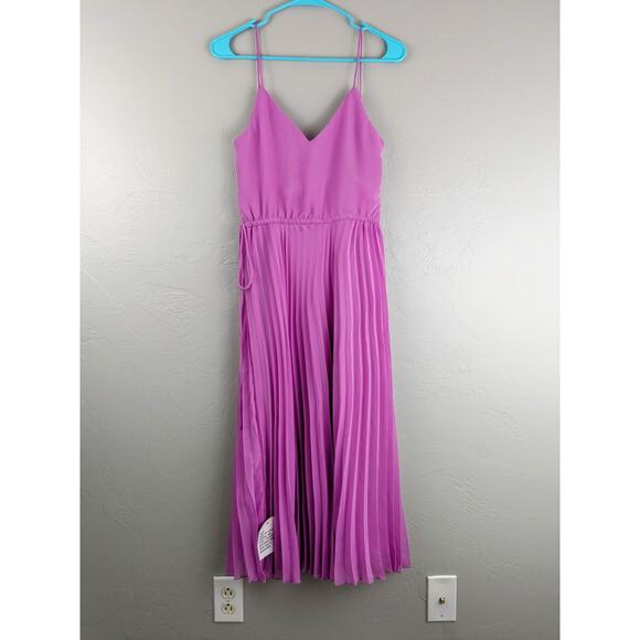 NWOT ASOS Purple Pleated Midi Blouson Dress Size 4 - Picture 2 of 12